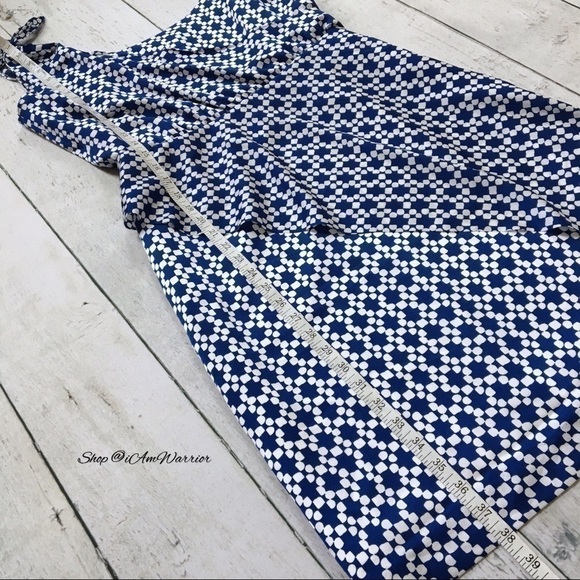Banana Republic NWT tie shoulder blue geo print dress *shop@iamwarrior - Picture 6 of 10